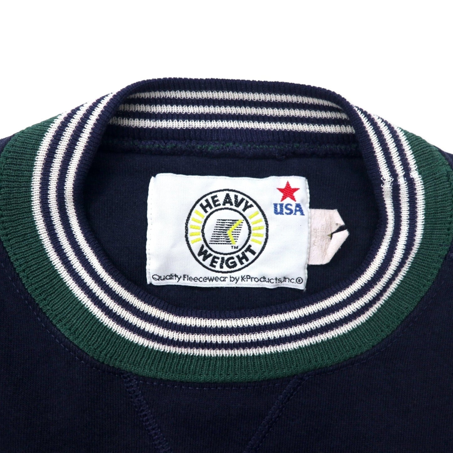 K-Products USA製 90年代 HEAVY WEIGHT リブライン スウェット XL ネイビー コットン