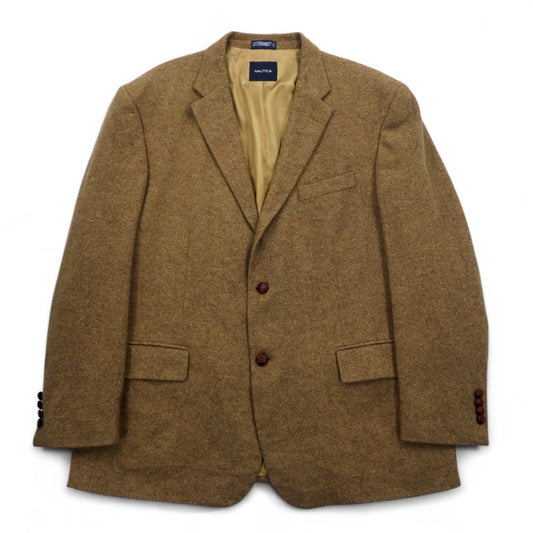 NAUTICA インド製 ツイード 2B テーラードジャケット ブレザー L ベージュ ウール