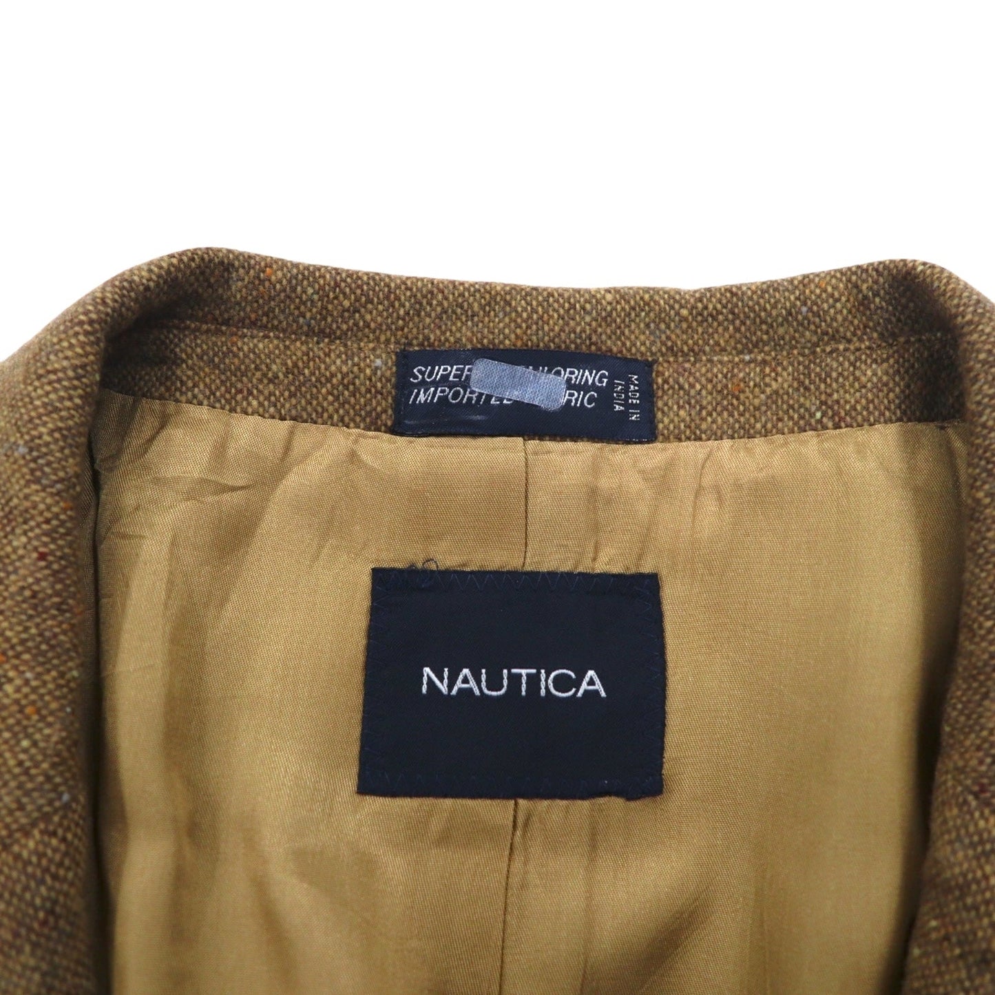 NAUTICA インド製 ツイード 2B テーラードジャケット ブレザー L ベージュ ウール