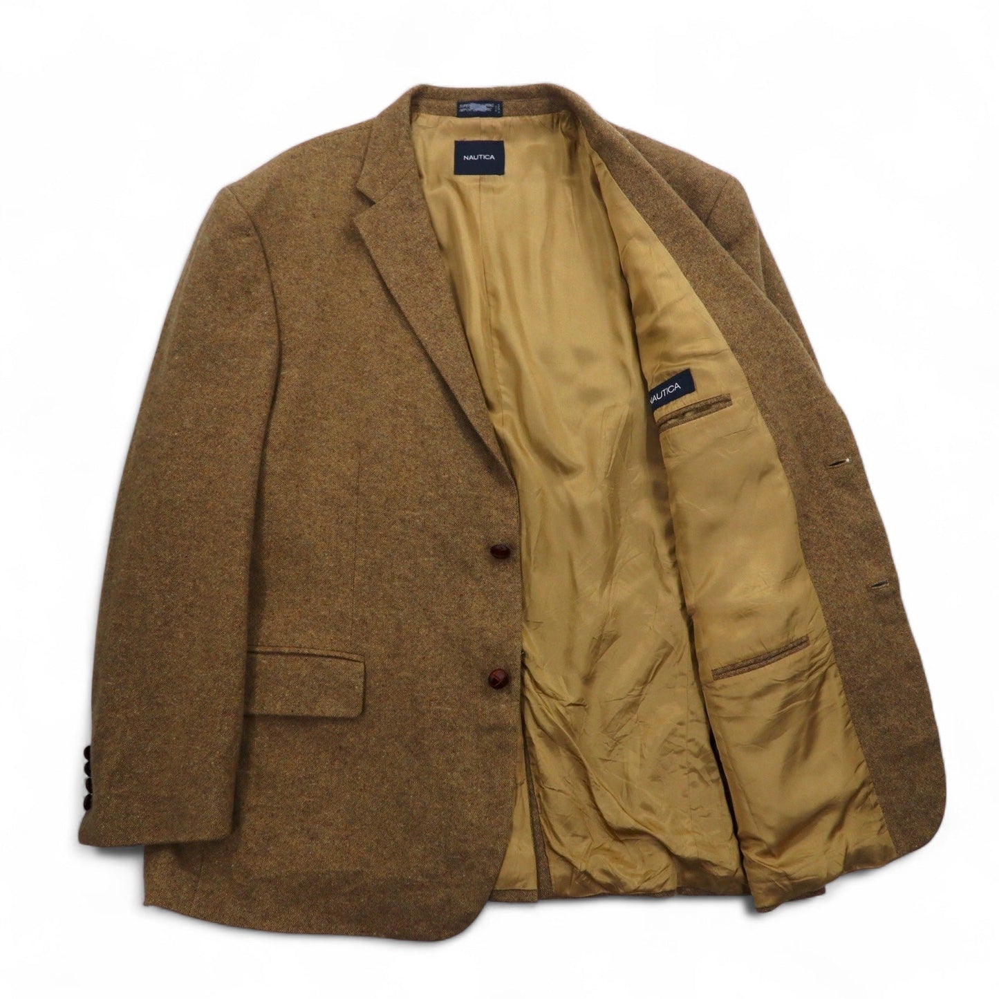 NAUTICA インド製 ツイード 2B テーラードジャケット ブレザー L ベージュ ウール