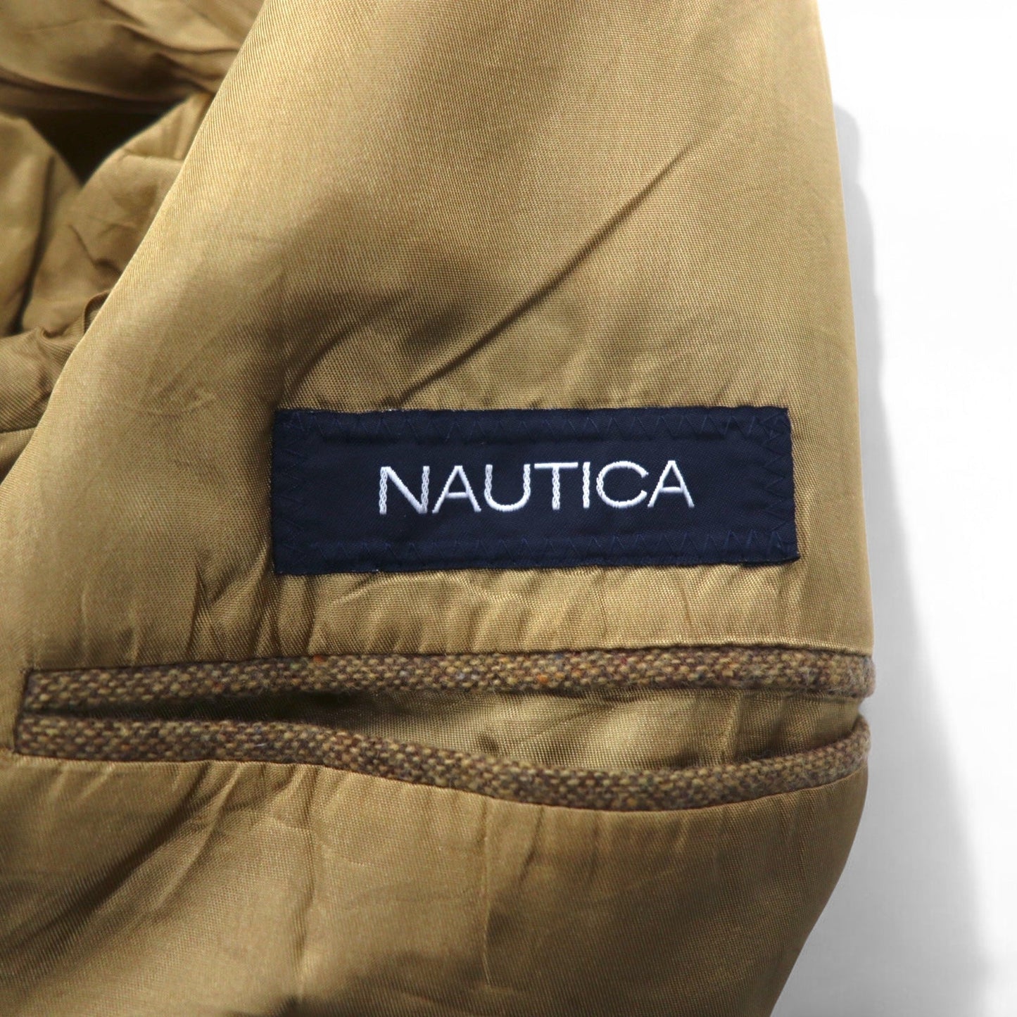 NAUTICA インド製 ツイード 2B テーラードジャケット ブレザー L ベージュ ウール