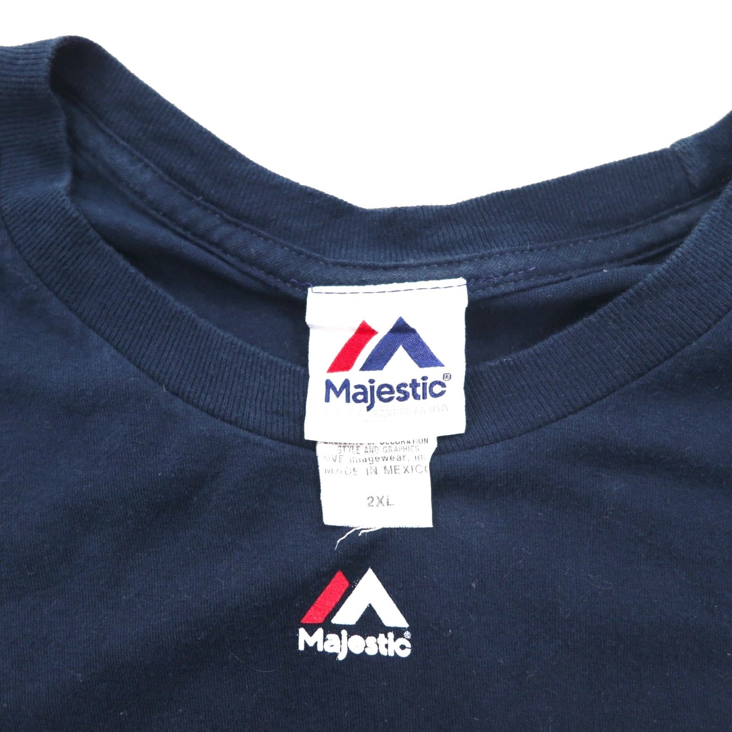 Majestic 90年代 ベースボール プリント Tシャツ 2XL ネイビー MLB Braves ナンバリング メキシコ製