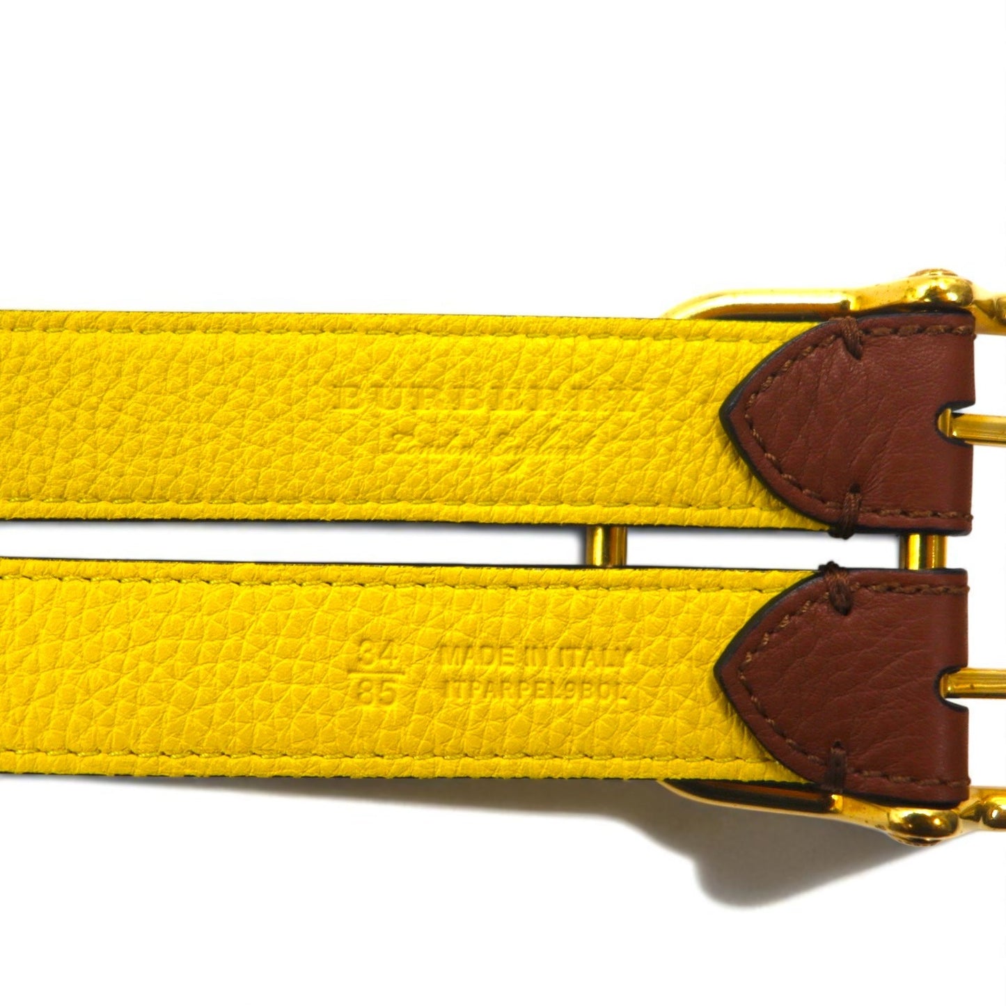 BURBERRY リバーシブル ダブルストラップ レザーベルト Lynton Reversible Double Strap Leather Belt 34/85 シボ革 2連 ITPARPEL9BOL 現行 イタリア製
