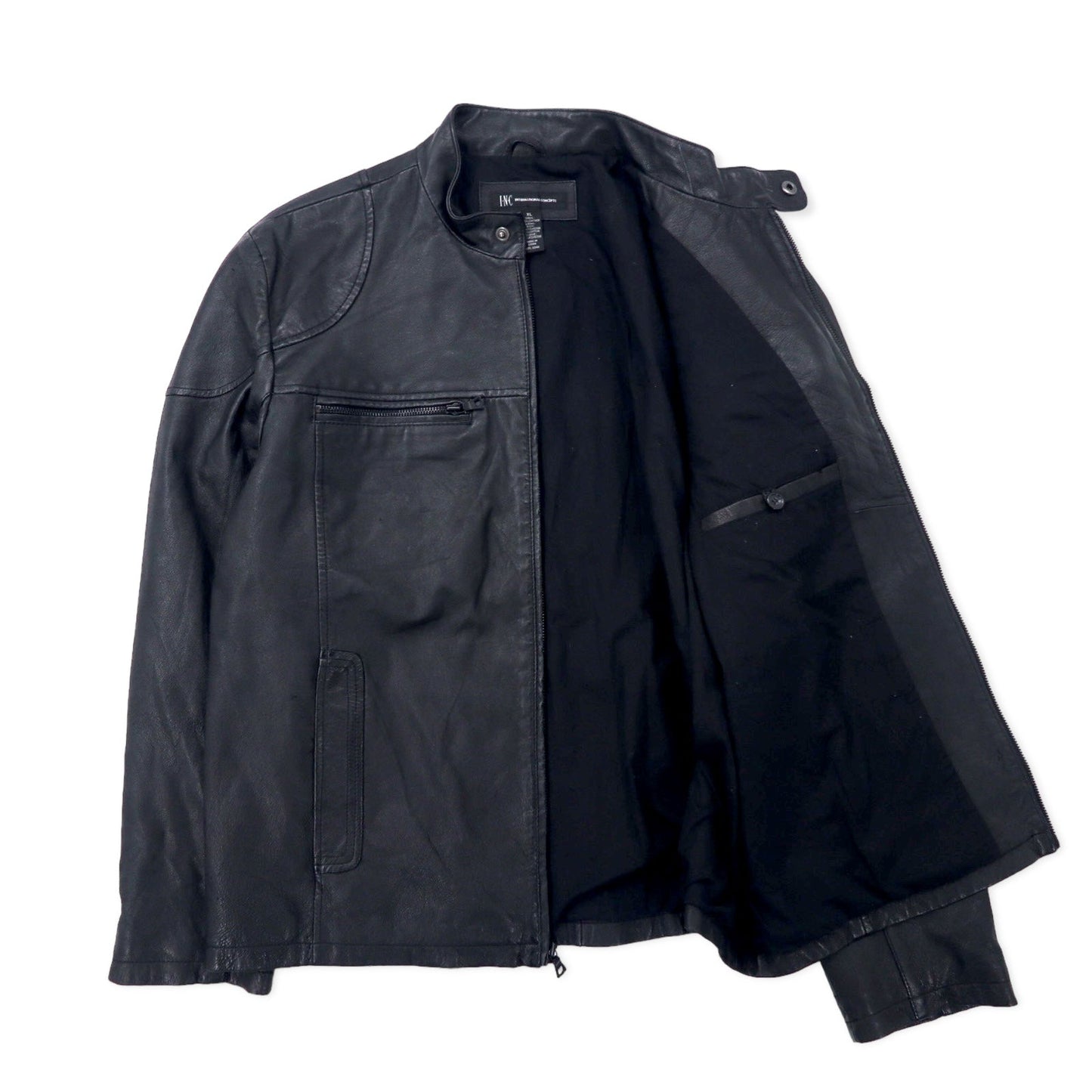 INC INTERNATIONAL CONCEPTS シングル ライダースジャケット レザージャケット XL ブラック