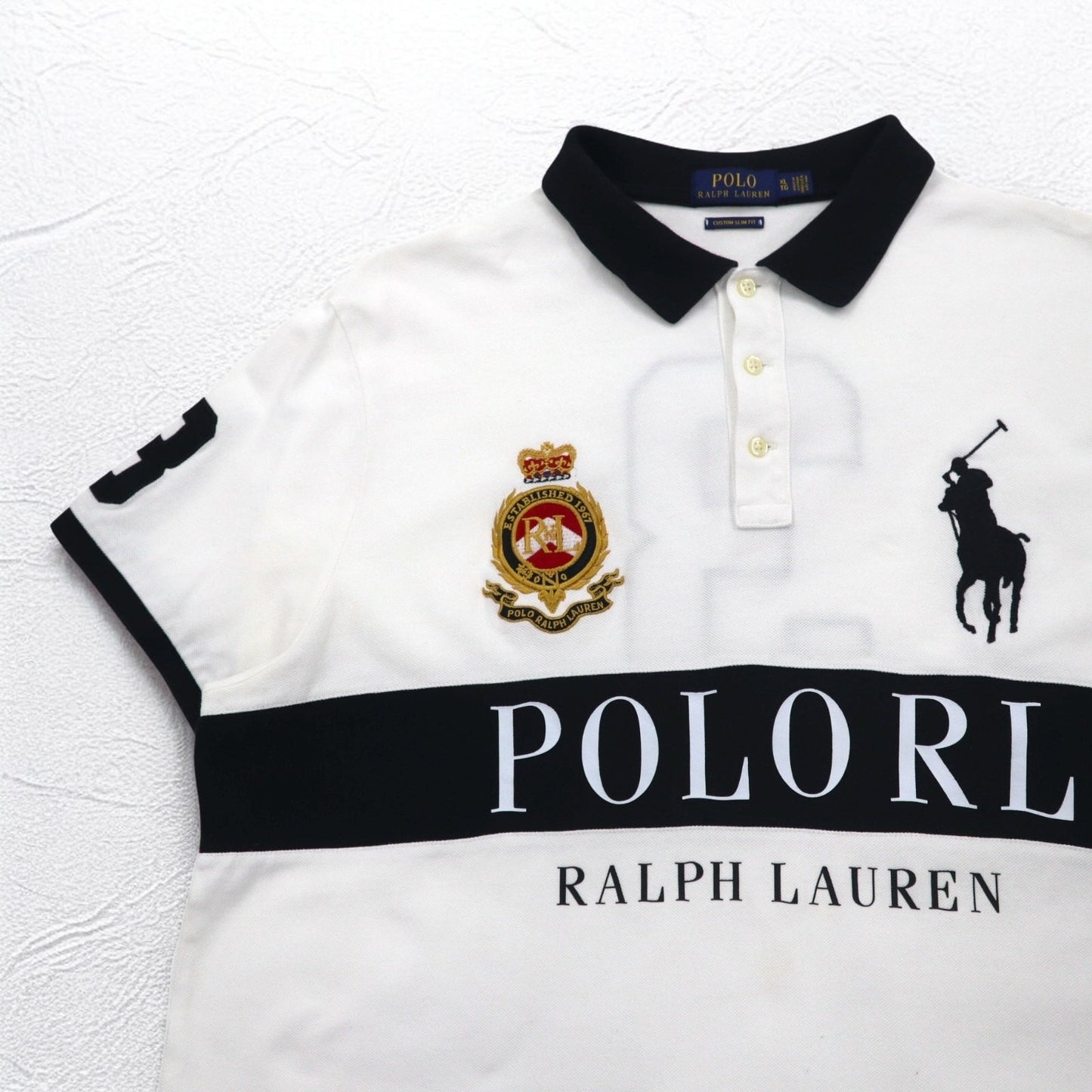 POLO RALPH LAUREN ビッグポニー 刺繍 ポロシャツ XL ホワイト POLO TEAM ナンバリング