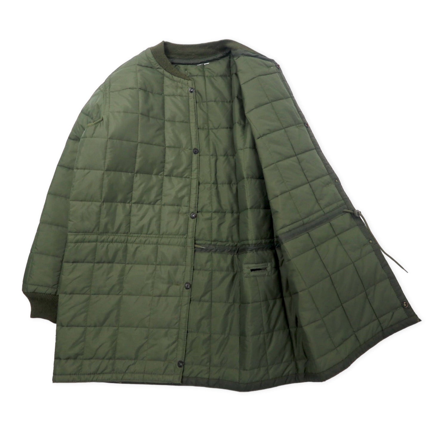 Italian Army Rain Quilting Liner Jacket イタリア軍 キルティング ライナージャケット XL カーキ ナイロン ポリエステル スナップボタン ドローコード ユーロミリタリー ビッグサイズ