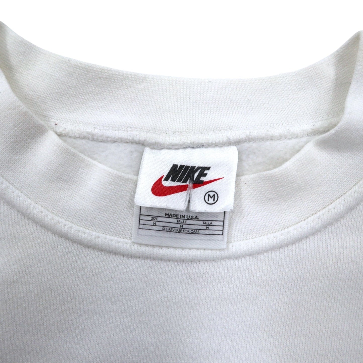 NIKE 90年代 USA製 スウッシュロゴ 刺繍 スウェット M ホワイト コットン NIKE TOWN バックロゴ プリント