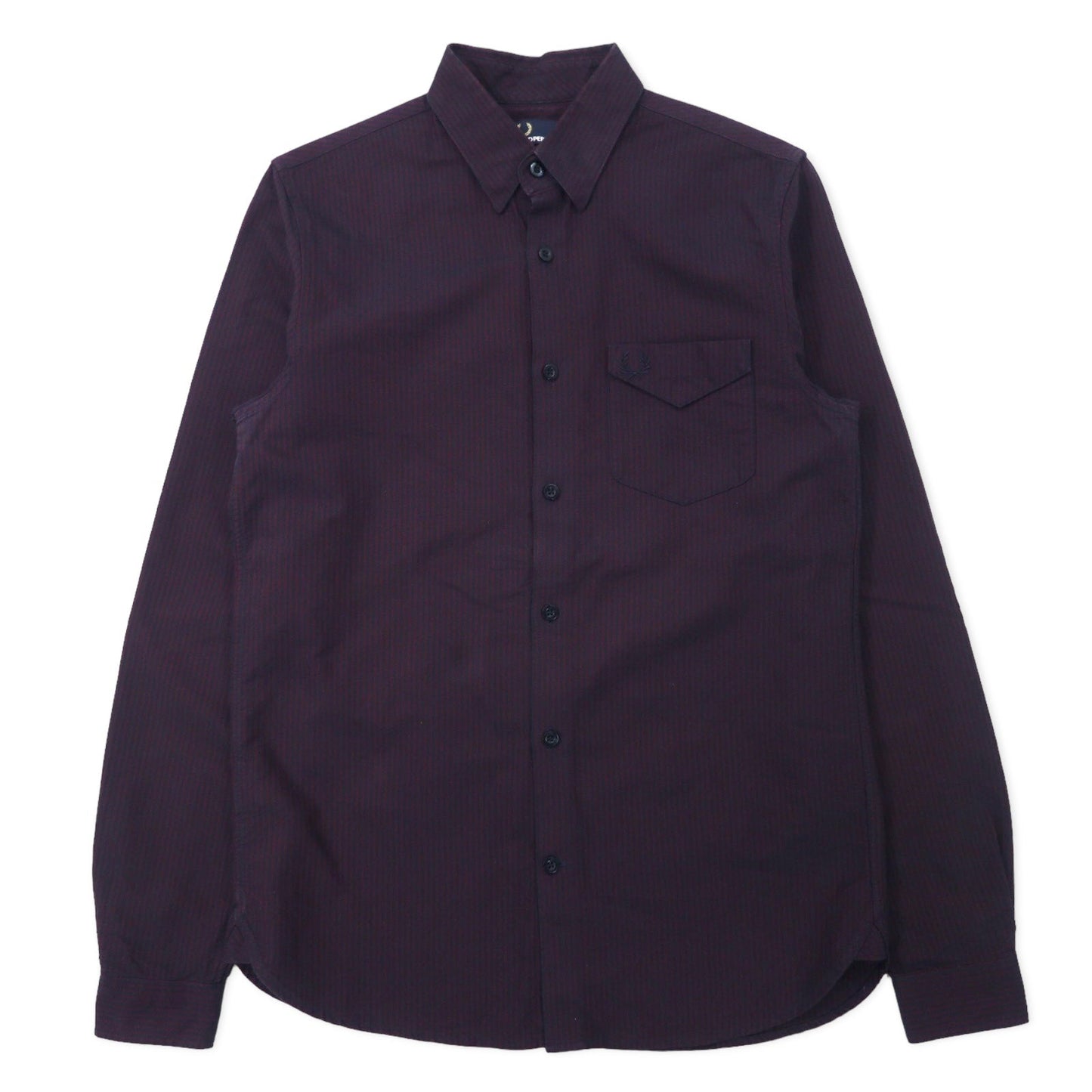 FRED PERRY ボタンダウンシャツ S ボルドー ストライプ コットン ワンポイントロゴ刺繍 M2559