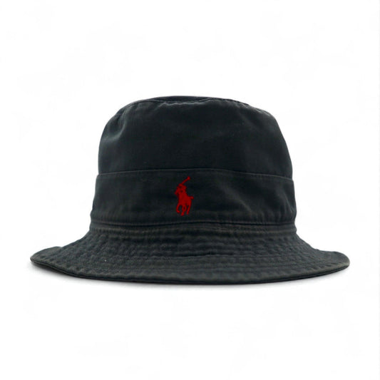 Polo by Ralph Lauren 90年代 バケットハット M ブラック コットン スモールポニー刺繍