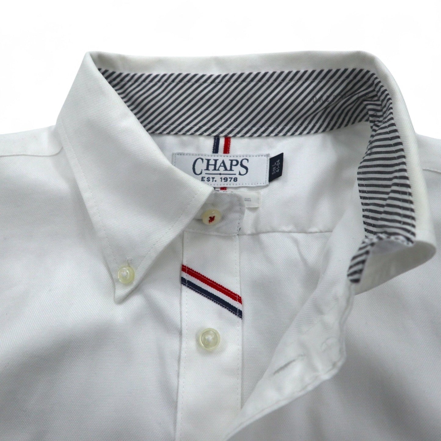 CHAPS オックスフォード ボタンダウンシャツ L ホワイト NON IRON PURE COTTON