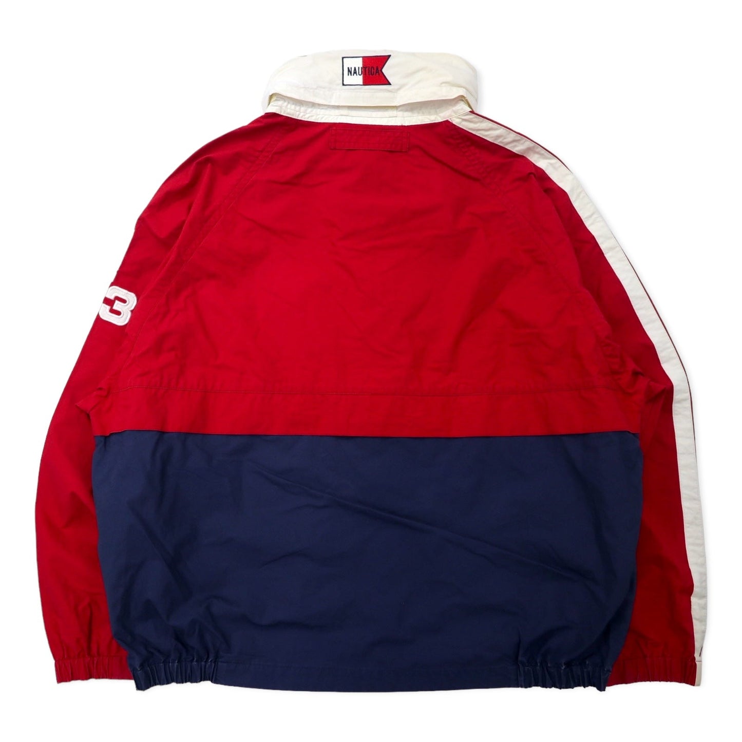nautica 90年代 セーリングジャケット XL ネイビー レッド コットン サイドライン N983 フード収納式 ビッグサイズ