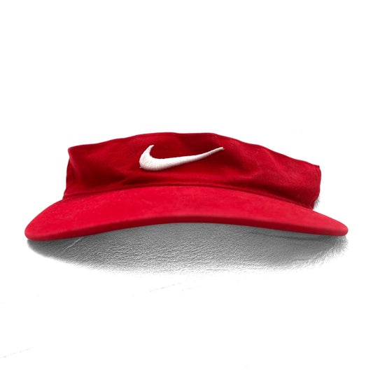 NIKE 90年代 サンバイザー キャップ FREE マジックテープ レッド コットン 刺繍 スウォッシュ