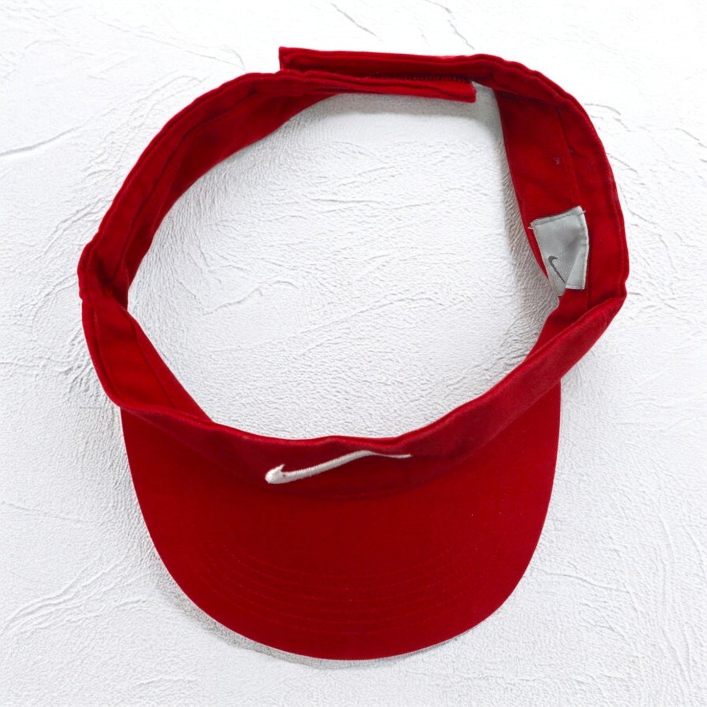 NIKE 90年代 サンバイザー キャップ FREE マジックテープ レッド コットン 刺繍 スウォッシュ