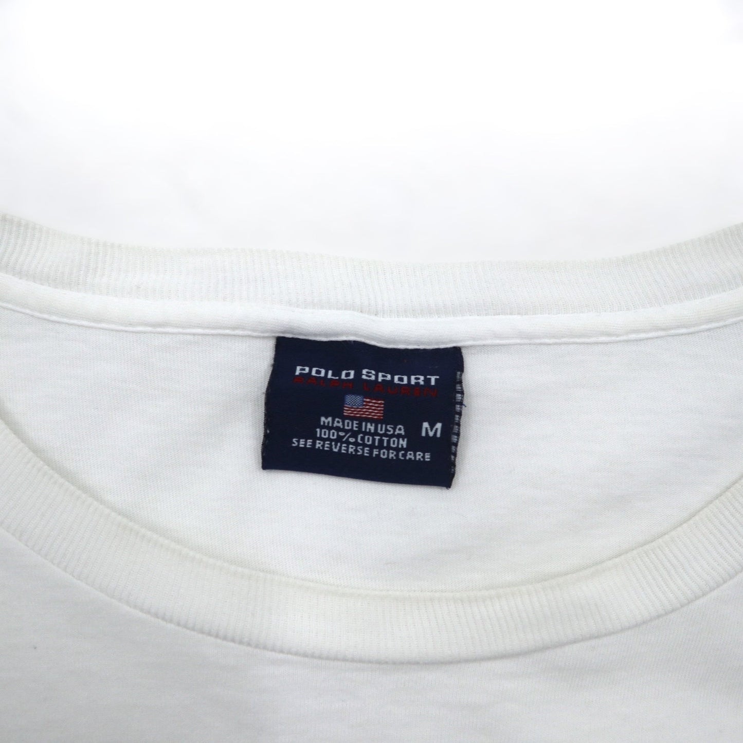 POLO SPORT RALPH LAUREN 90年代 USA製 ロングスリーブ Tシャツ ロンT XL ホワイト 12M. YACHT CHALLENGE 袖プリント