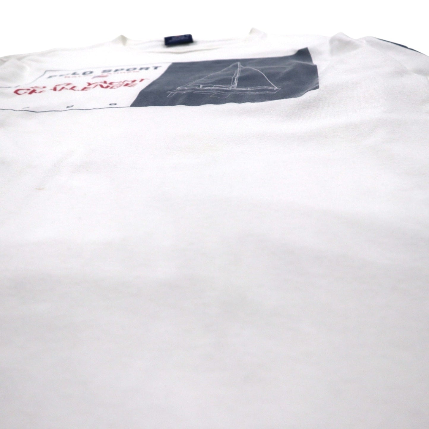POLO SPORT RALPH LAUREN 90年代 USA製 ロングスリーブ Tシャツ ロンT XL ホワイト 12M. YACHT CHALLENGE 袖プリント