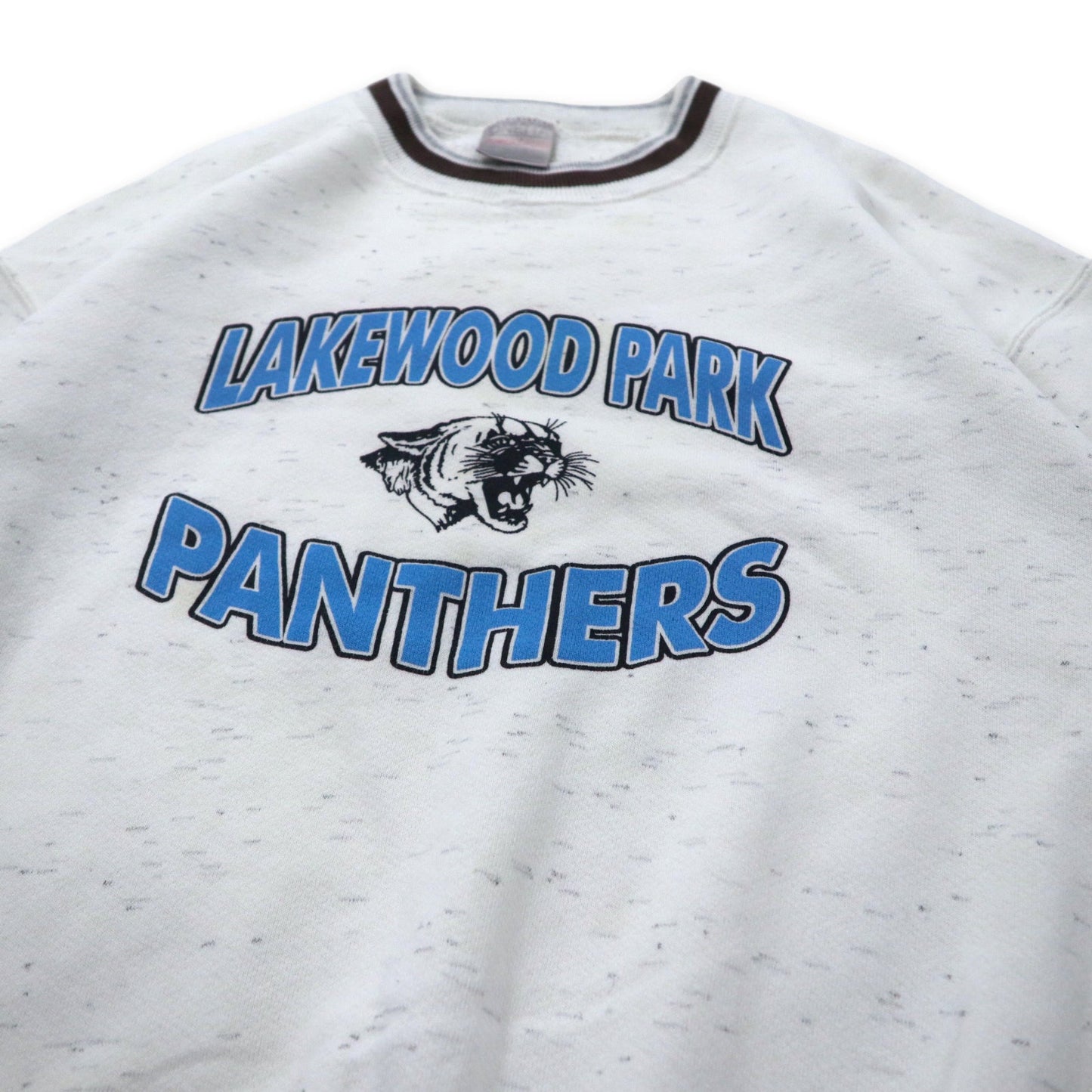 ONEITA USA製 90年代 リブライン スウェット XL ホワイト コットン 裏起毛 LAKEWOOD PARK PANTHERS ビッグサイズ