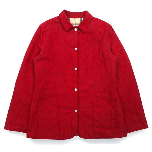 BURBERRY キルティングジャケット XL レッド ポリエステル 裏地ノバチェック