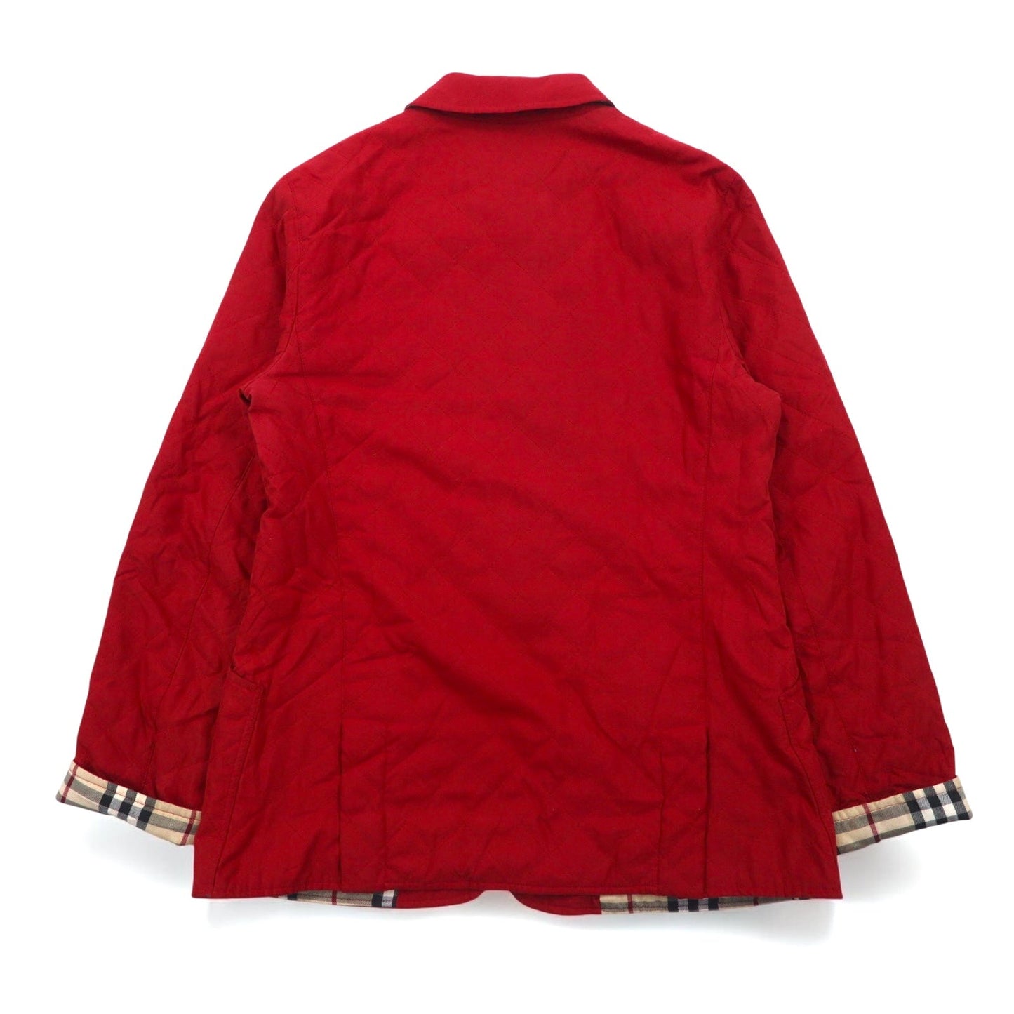 BURBERRY キルティングジャケット XL レッド ポリエステル 裏地ノバチェック