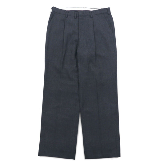 DAKS タック ワイド スラックスパンツ センタープレス M グレー ウール 日本製