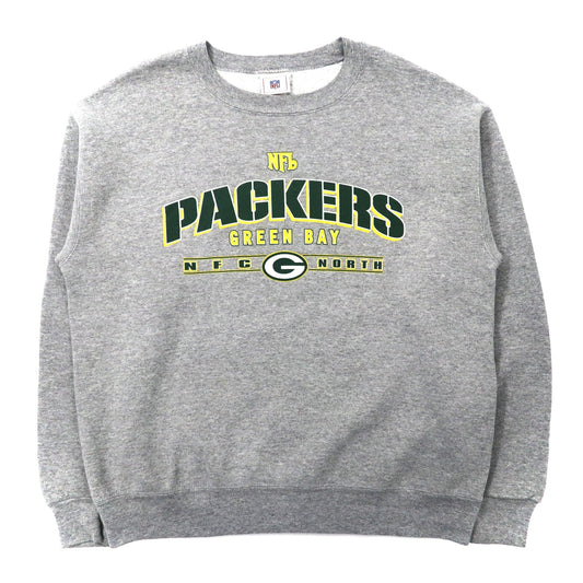 NFL スウェット L グレー コットン フットボールプリント 裏起毛 GREEN BAY PACKERS