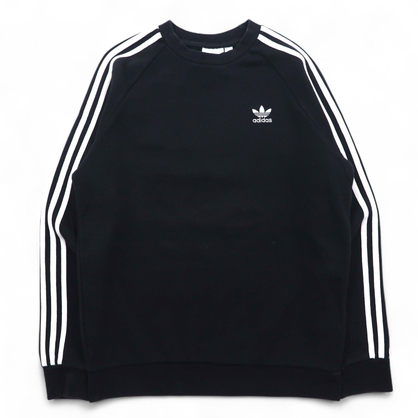 adidas originals 3ストライプ クルーネック スウェット S ブラック トレフォイルロゴ DV1555