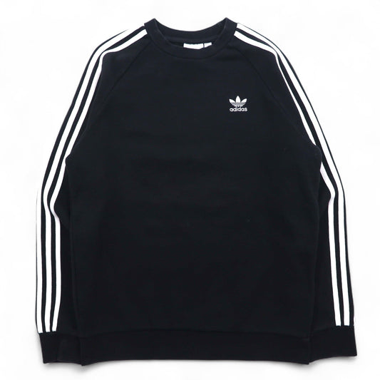 adidas originals 3ストライプ クルーネック スウェット S ブラック トレフォイルロゴ DV1555
