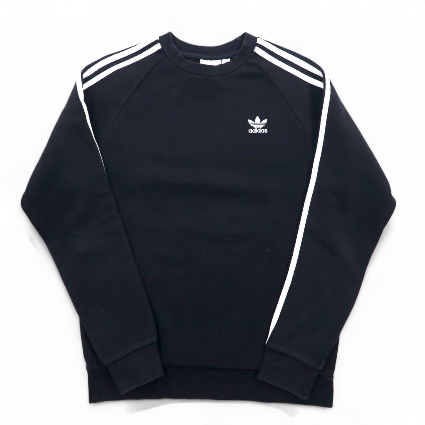 adidas originals 3ストライプ クルーネック スウェット S ブラック トレフォイルロゴ DV1555