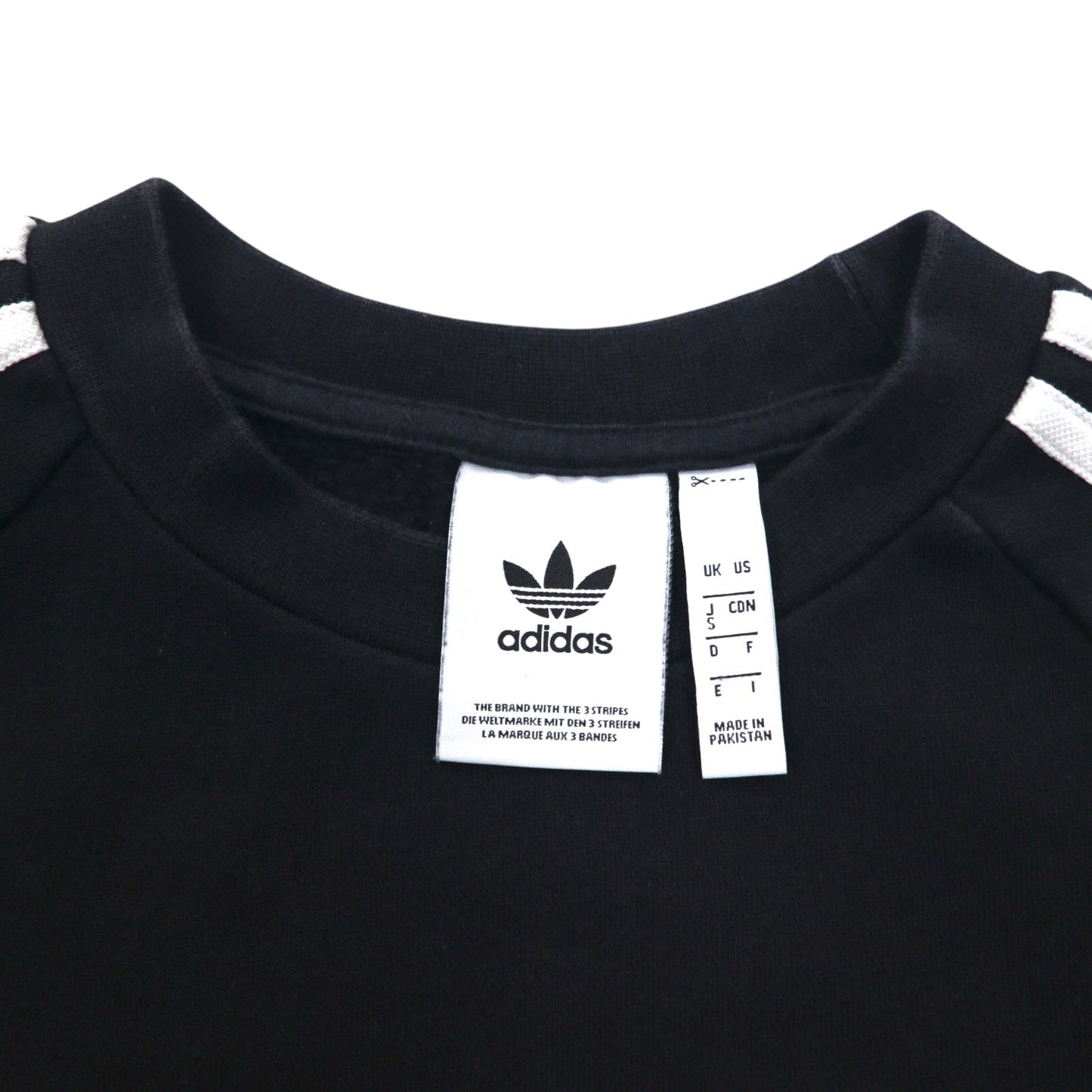 adidas originals 3ストライプ クルーネック スウェット S ブラック トレフォイルロゴ DV1555