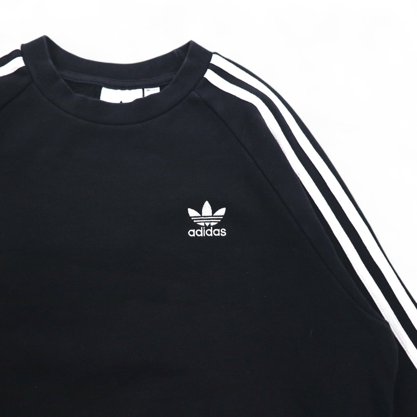 adidas originals 3ストライプ クルーネック スウェット S ブラック トレフォイルロゴ DV1555
