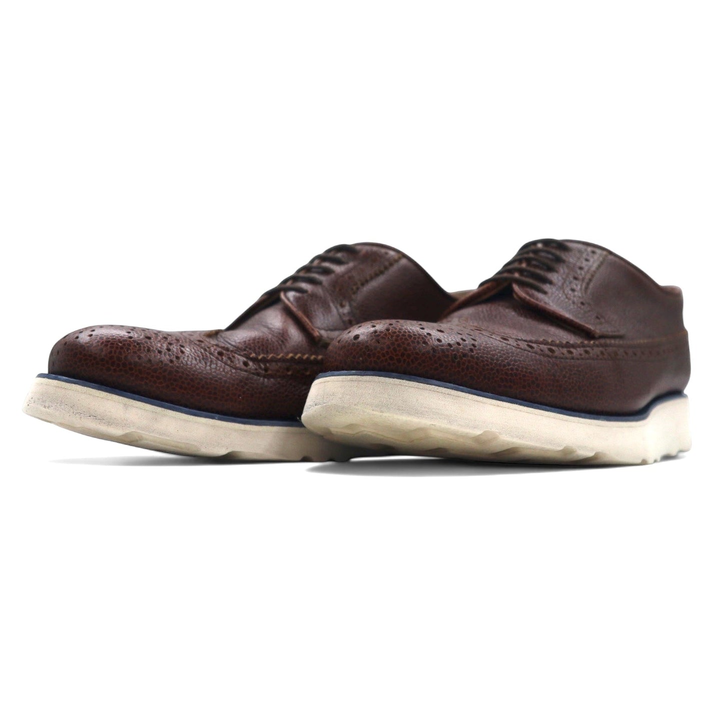 COMME des GARCONS SHIRT ウイングチップ レザーシューズ 27cm ブラウン vibramソール レザー 型押し MORFLEX W19600 MORFLEX