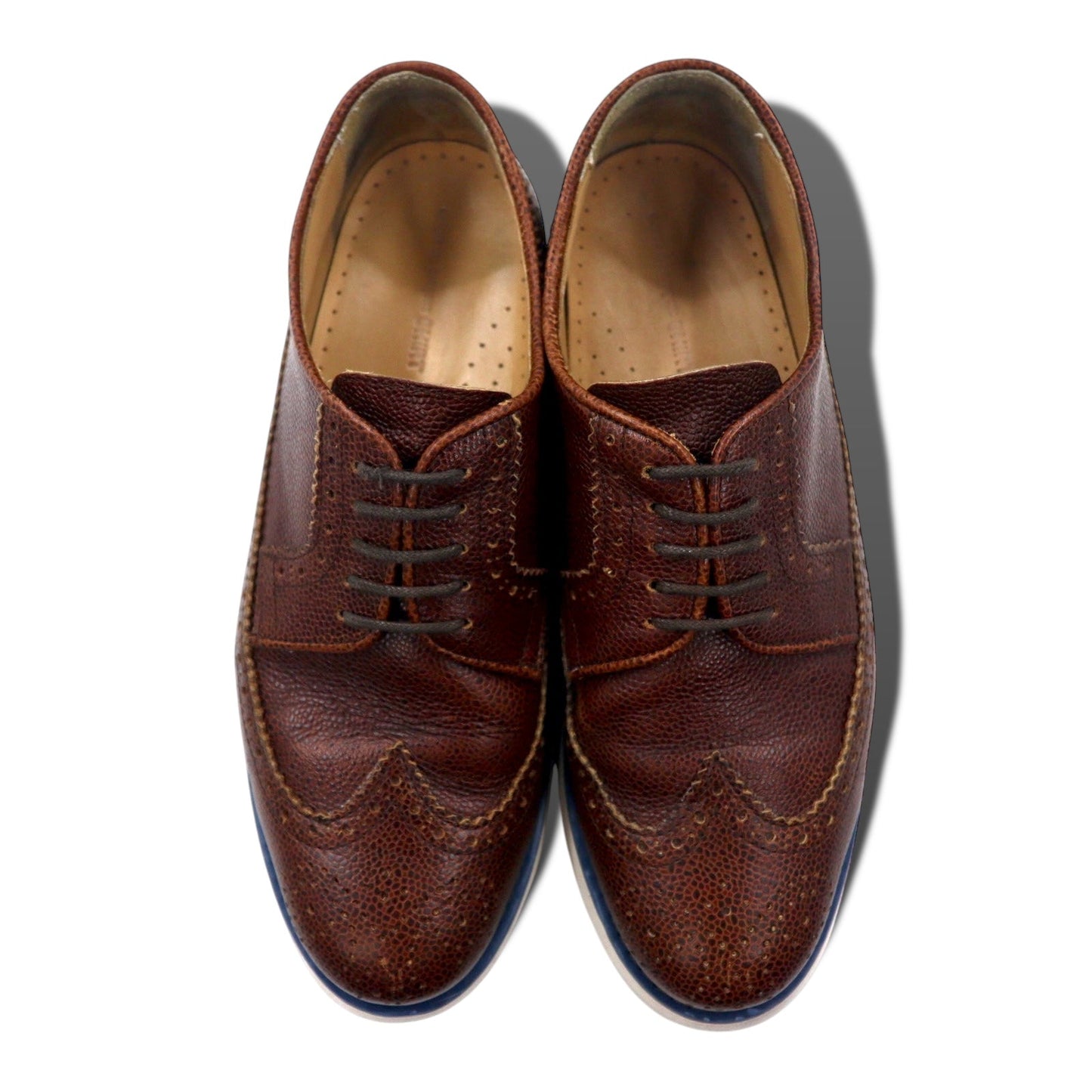COMME des GARCONS SHIRT ウイングチップ レザーシューズ 27cm ブラウン vibramソール レザー 型押し MORFLEX W19600 MORFLEX