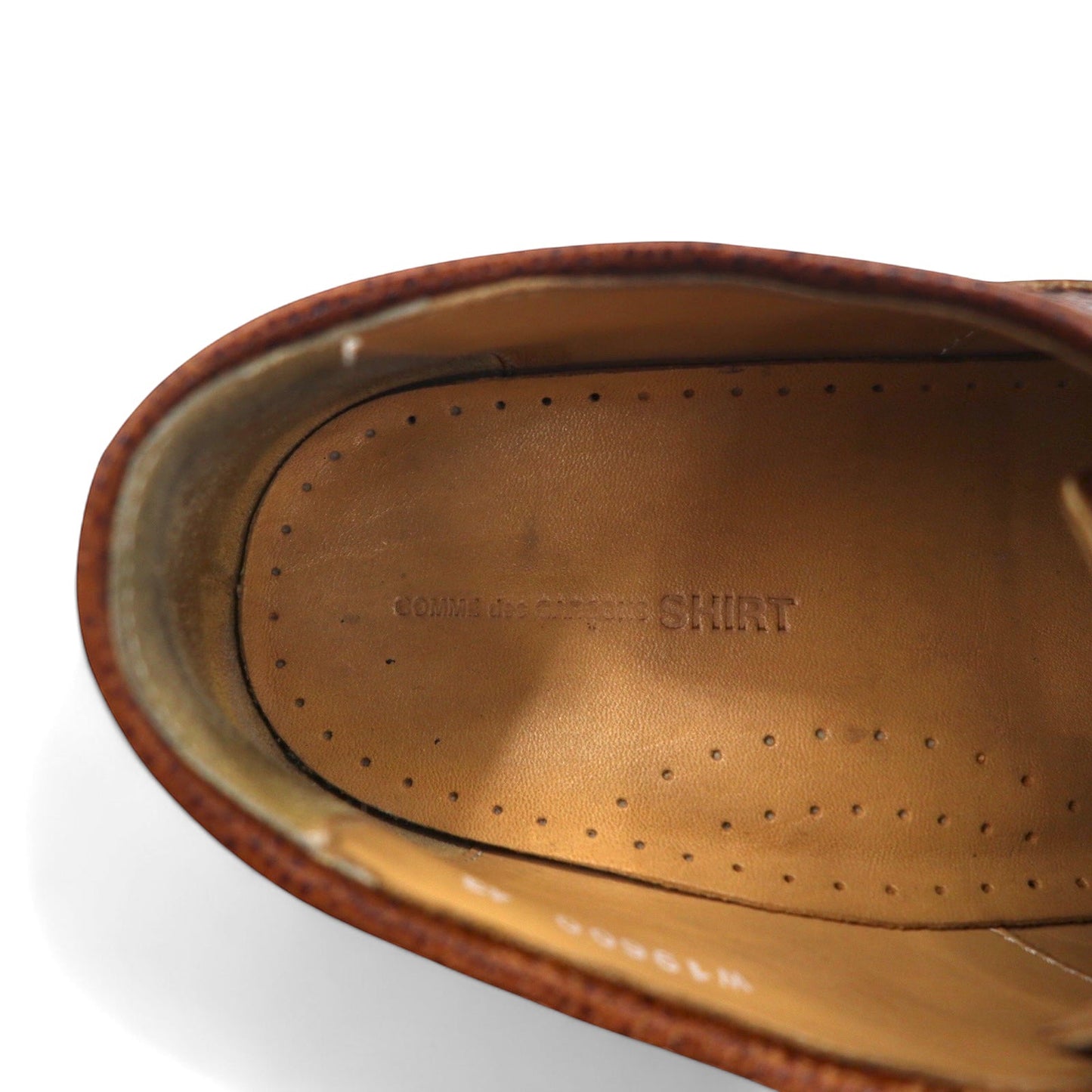 COMME des GARCONS SHIRT ウイングチップ レザーシューズ 27cm ブラウン vibramソール レザー 型押し MORFLEX W19600 MORFLEX