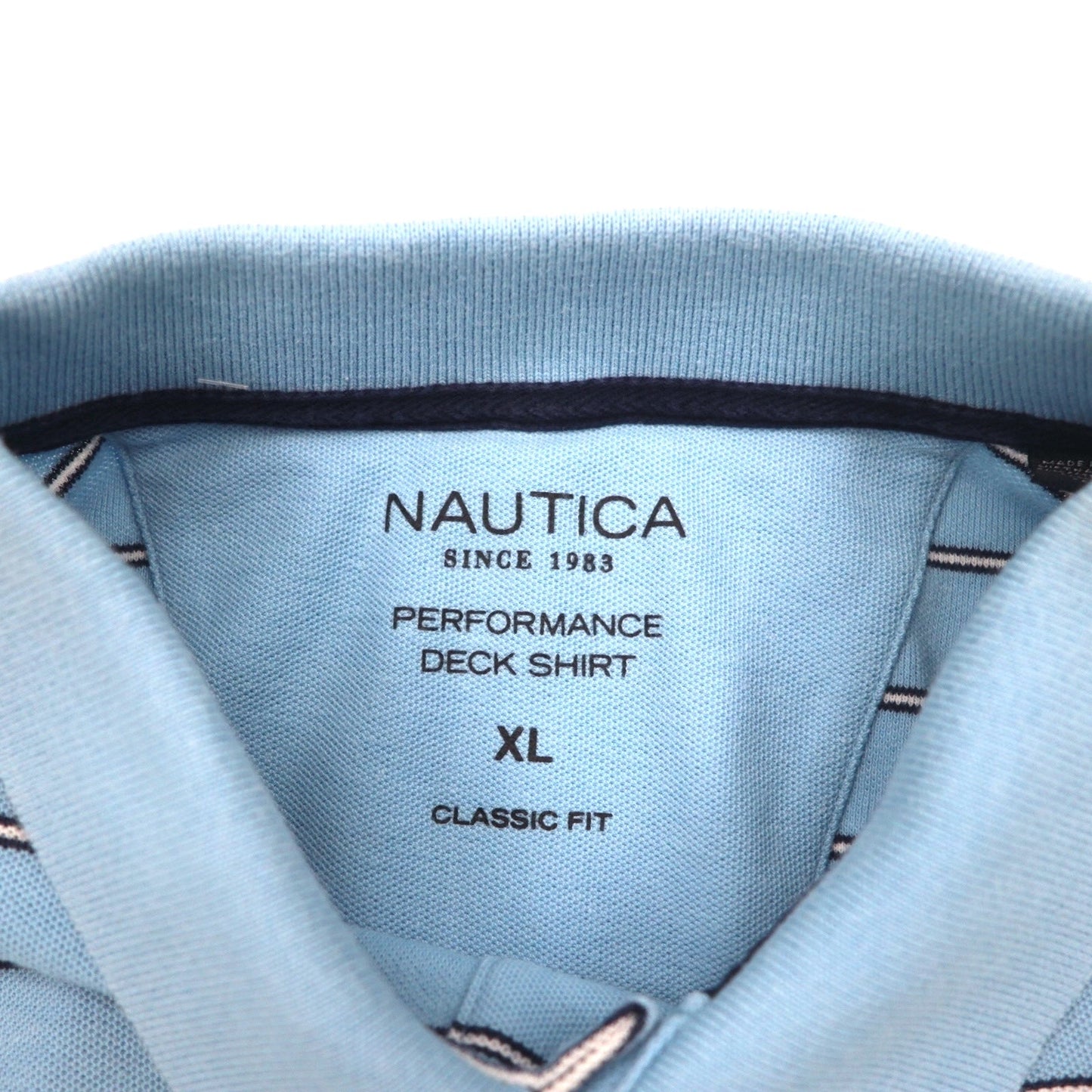 NAUTICA クラシックフィット ポロシャツ XL ブルー ボーダー CLASSIC FIT ワンポイントロゴ刺繍