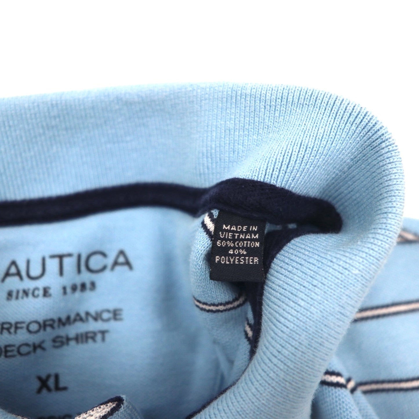 NAUTICA クラシックフィット ポロシャツ XL ブルー ボーダー CLASSIC FIT ワンポイントロゴ刺繍