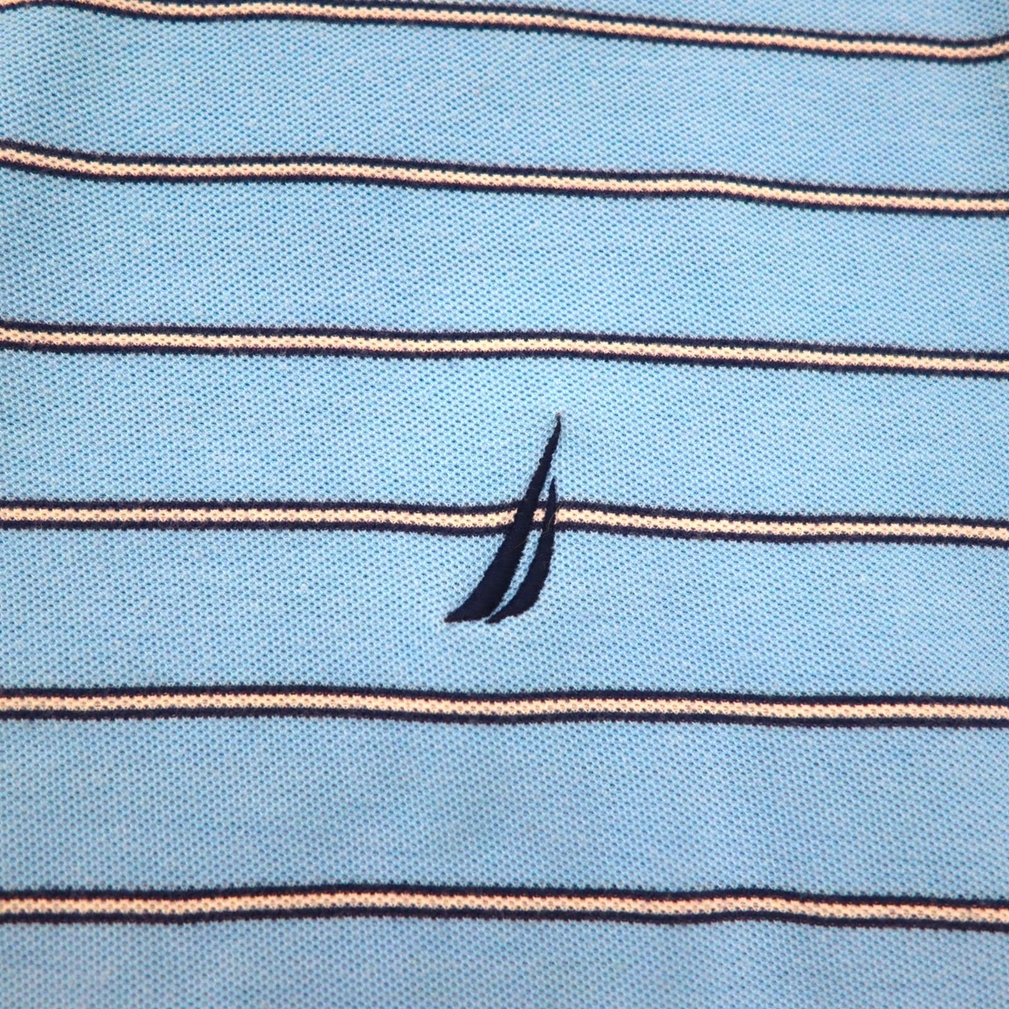 NAUTICA クラシックフィット ポロシャツ XL ブルー ボーダー CLASSIC FIT ワンポイントロゴ刺繍