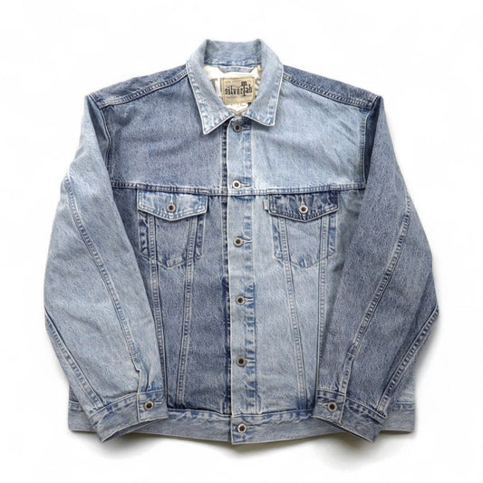 Levi's SILVER TAB シルバータブ RELAXED トラッカージャケット デニムジャケット Gジャン L インディゴ ライト ブルー ツートン HEART IS GOOD A31790005
