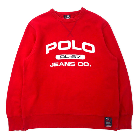 POLO JEANS COMPANY RALPH LAUREN 90年代 ロゴ刺繍 スウェット S レッド コットン