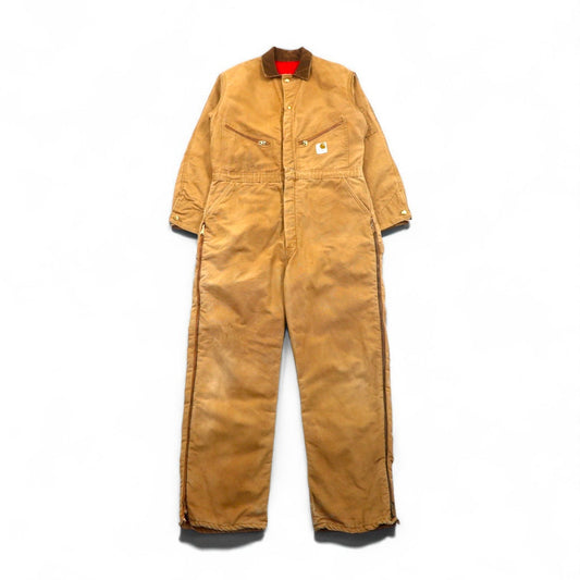 carhartt 70年代 USA製 ダック パデット オールインワン つなぎ L キャメル キルティングライナー GRIPPER ZIPPER 996QZ