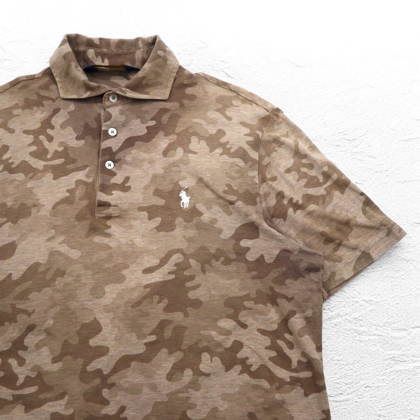 POLO GOLF RALPH LAUREN ポロシャツ S ブラウン カモフラ スモールポニー刺繍 ペルー製
