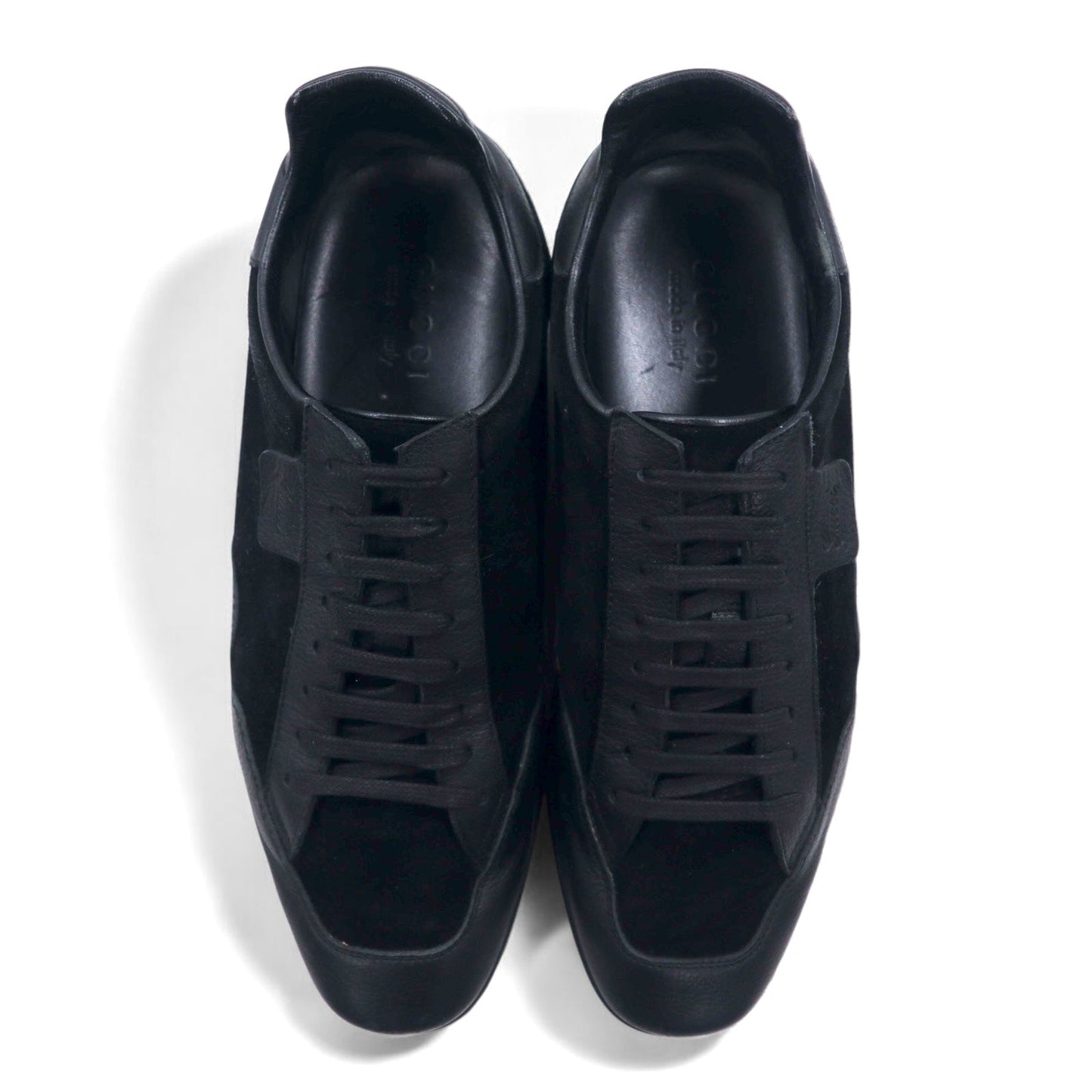 GUCCI イタリア製 ジャーマントレーナー レザー スニーカー 26.5cm ブラック スエード 317052