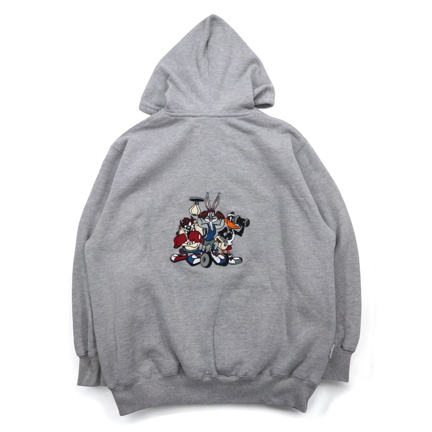 WARNER BROS. 90年代 ルーニーチューンズ LOONEY TUNES キャラクター刺繍 ハーフジップパーカー XL グレー ACME CLOTHING CO.