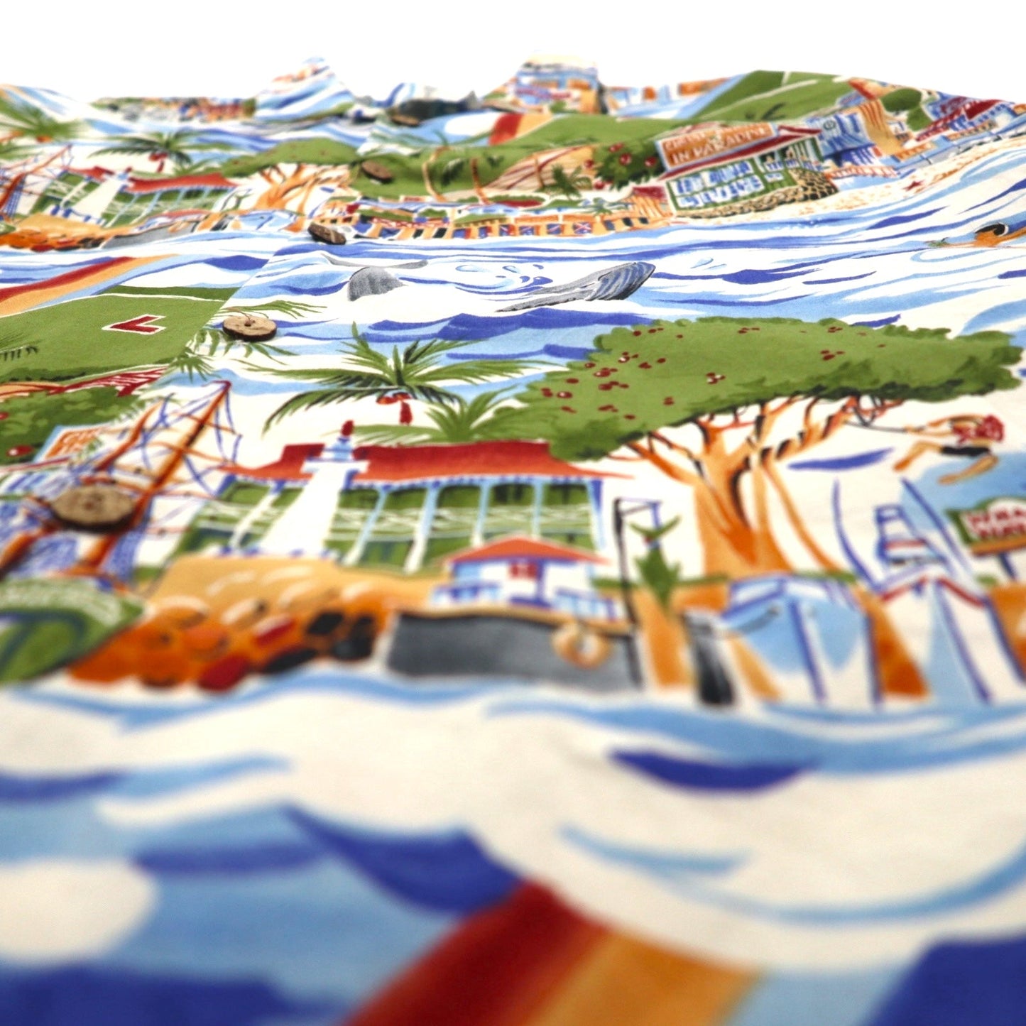 Exclusive Apparel By reyn spooner 90年代 非売品 ハワイ製 ビキニタグ アロハシャツ 2XL ブルー 総柄