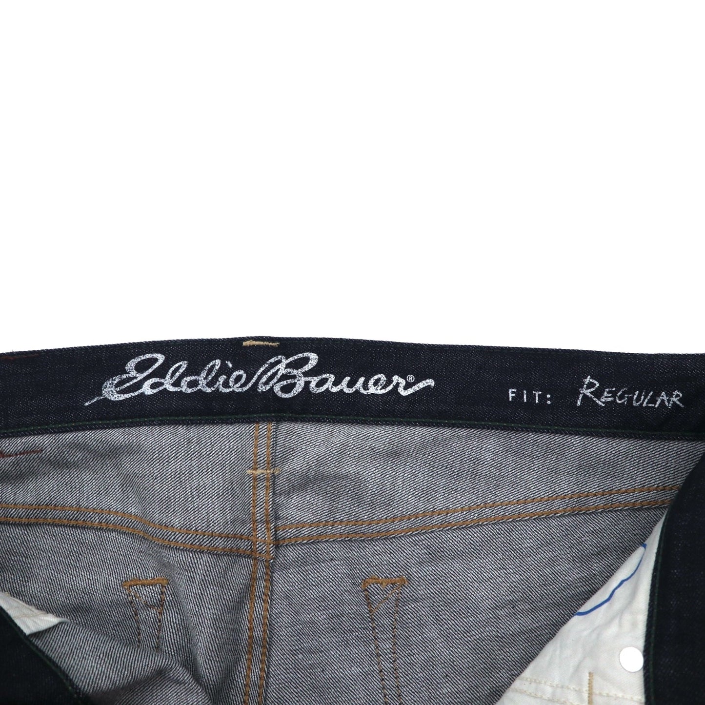 Eddie Bauer リジッド デニムパンツ XL インディゴ ブルー USA製コットン 未使用品