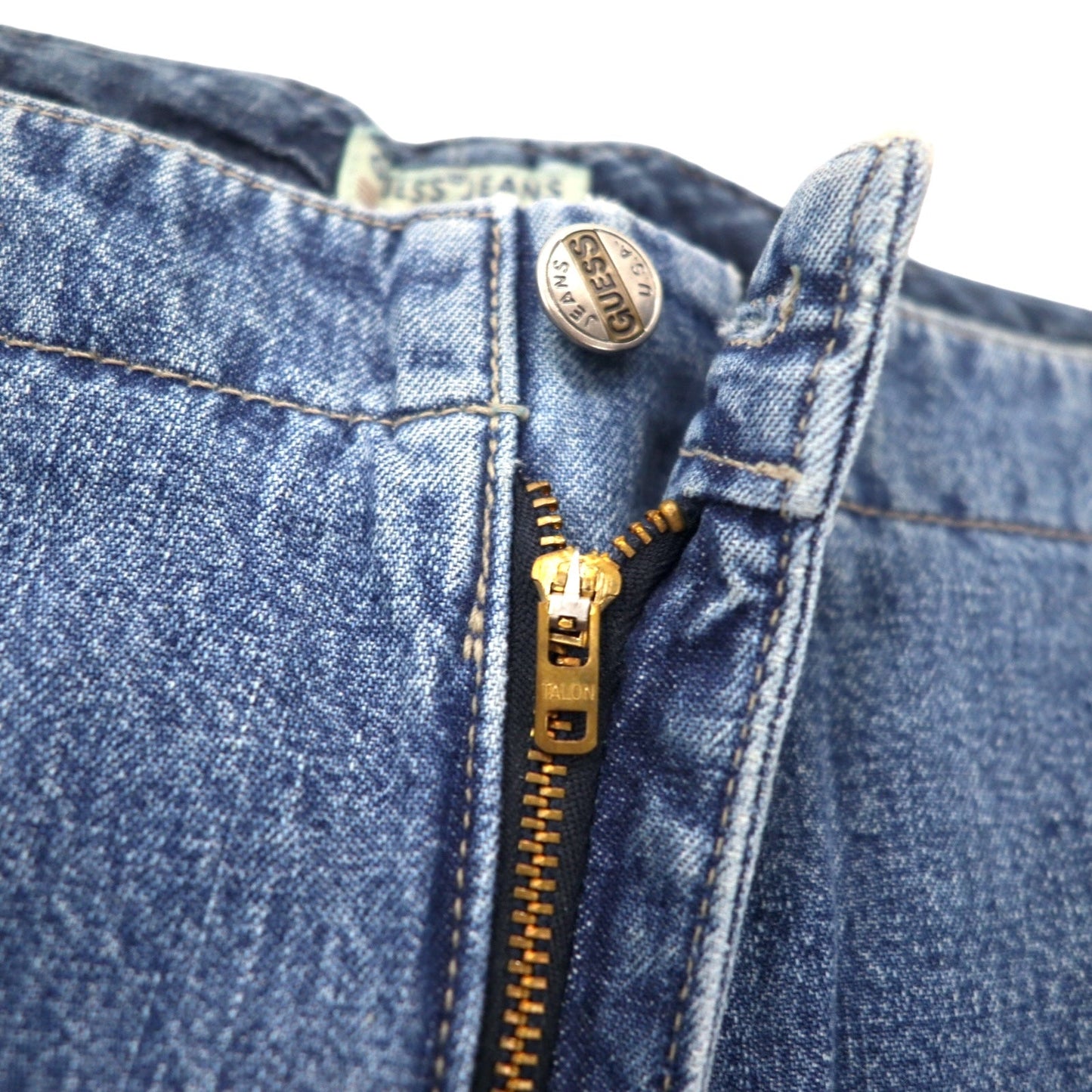 GUESS JEANS USA製 90年代 バギー デニム カーゴパンツ 36 ブルー コットン TALONジップ 未使用品