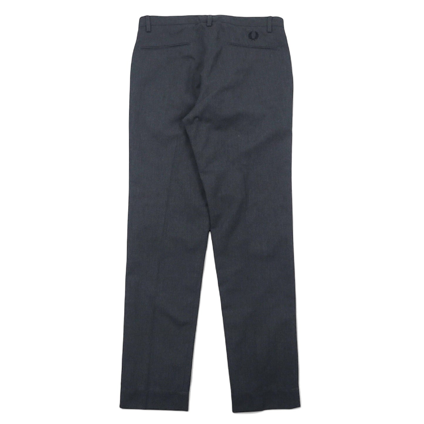 FRED PERRY センタープレス テーパード スラックスパンツ 30 グレー コットン PEG LEG TROUSER T3815 ポルトガル製