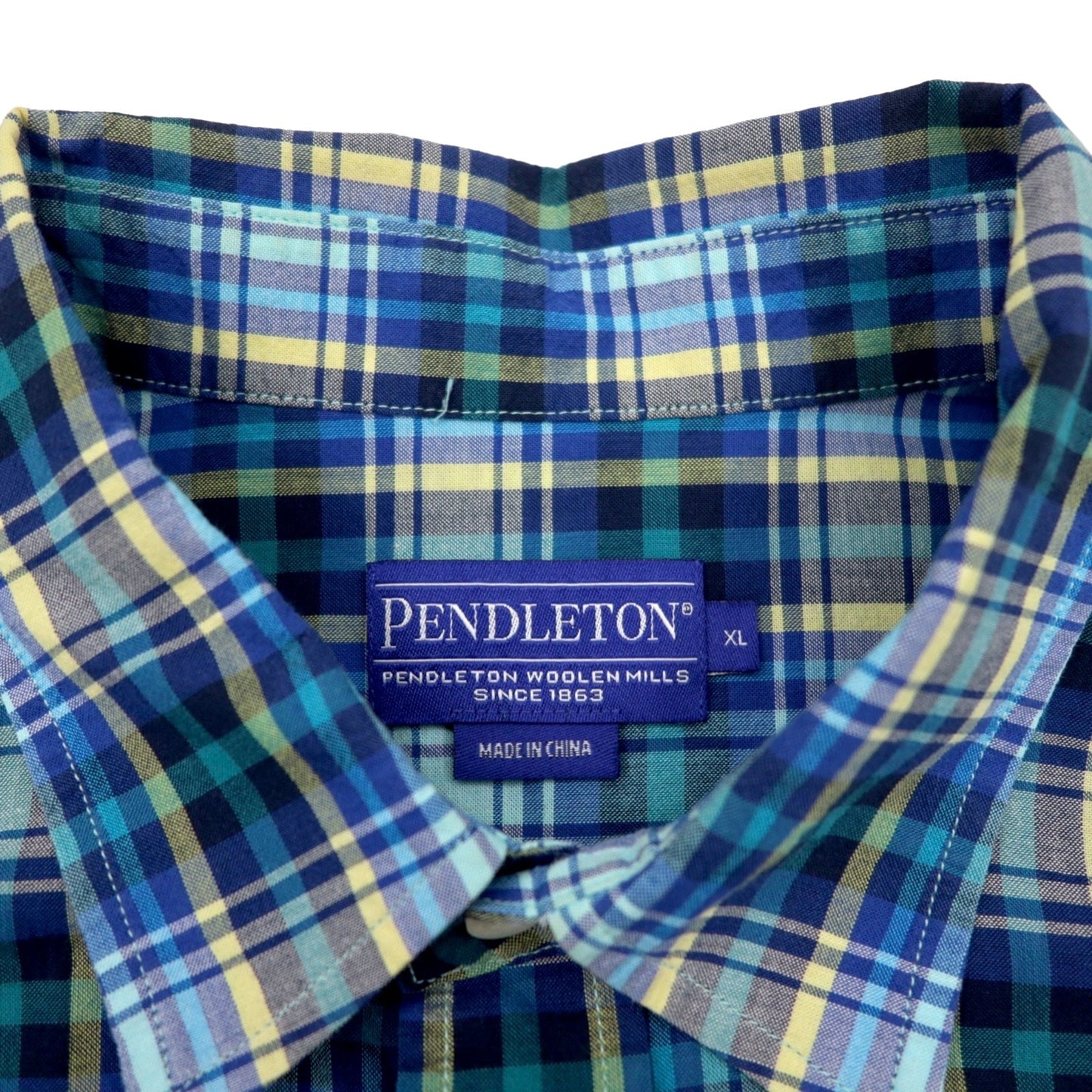 PENDLETON 半袖シャツ XL ブルー チェック コットン 胸ポケット