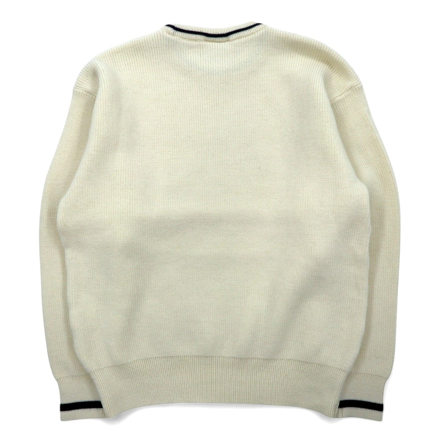 KENT & CURWEN ケーブル ニット セーター L ホワイト ウール ロゴ 刺繍 日本製