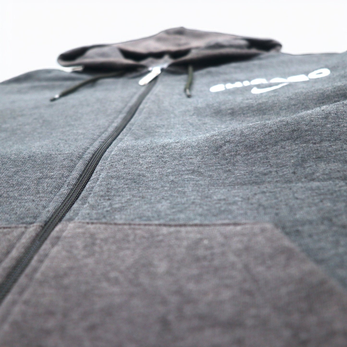 NIKE 00年代 フルジップパーカー L グレー コットン CHICAGO スウォッシュロゴ 刺繍 トルコ製