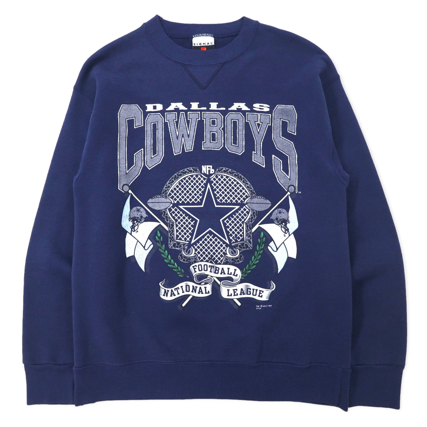 SIGNAL SPORTS USA製 90年代 NFL プリント スウェット L ネイビー コットン DALLAS COWBOYS 1992