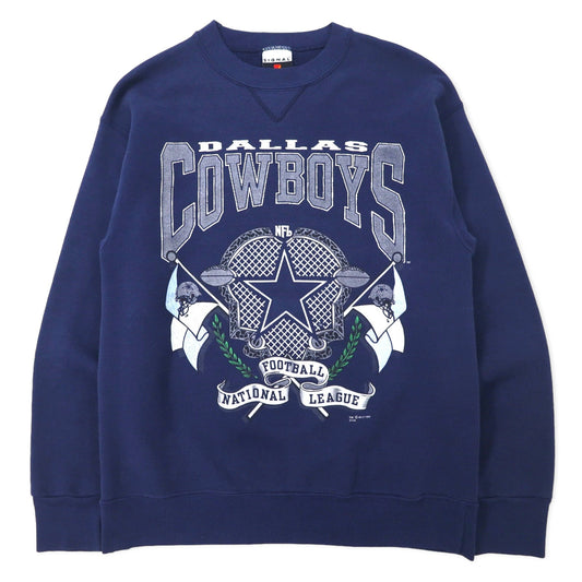 SIGNAL SPORTS USA製 90年代 NFL プリント スウェット L ネイビー コットン DALLAS COWBOYS 1992